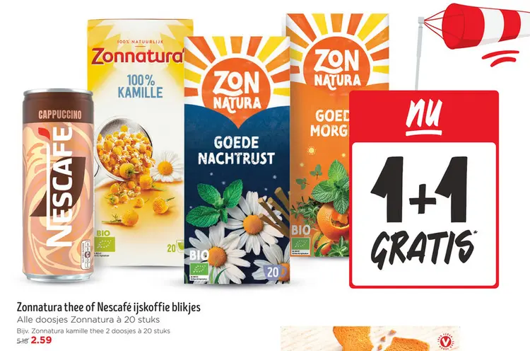 Aanbieding: Zonnatura thee of Nescafé ijskoffie blikjes