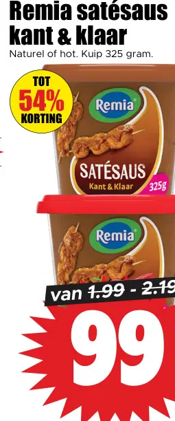 Aanbieding: Remia satésaus Kant & Klaar