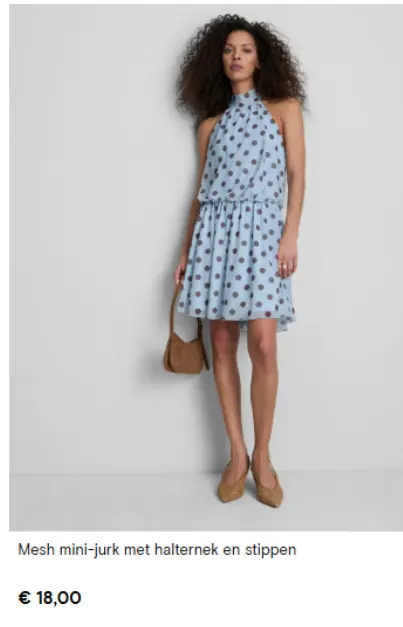 Promotie: Mesh mini-jurk met halternek en stippen