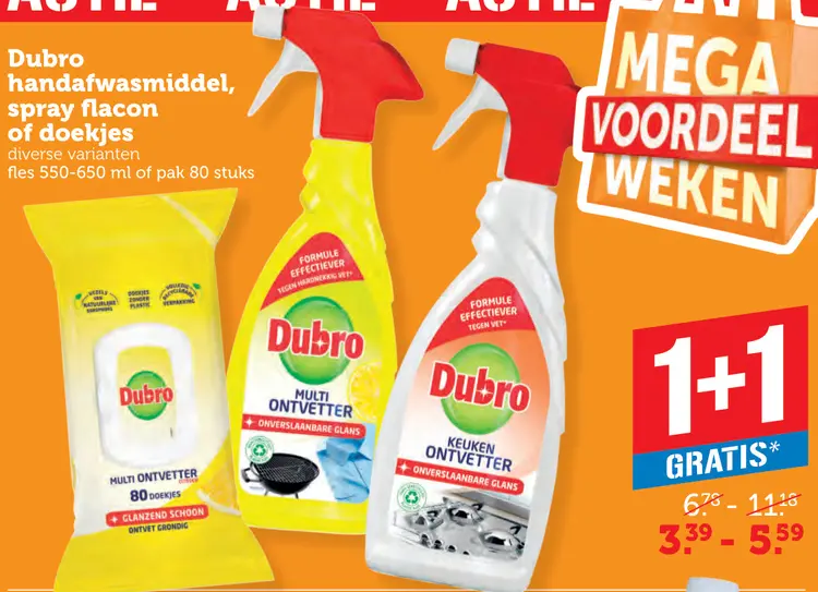 Aanbieding: handafwasmiddel, spray flacon of doekjes