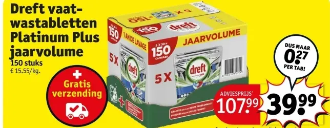 Promotie: Vaatwastabletten Platinum Plus jaarvolume