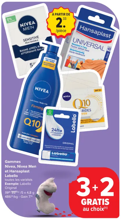 Offre: Gammes Nivea, Nivea Men et Hansaplast Labello