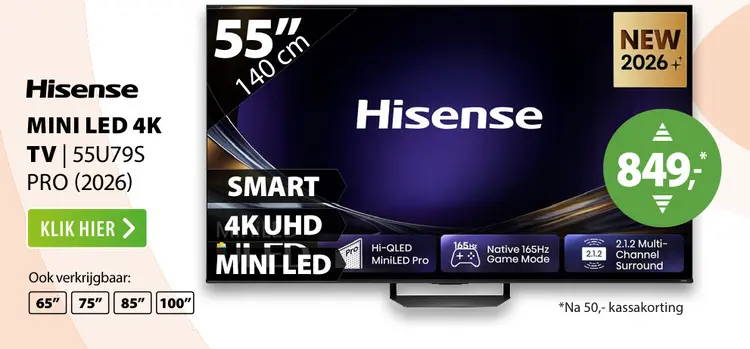 Aanbieding: Mini led 4k tv 55u79s pro