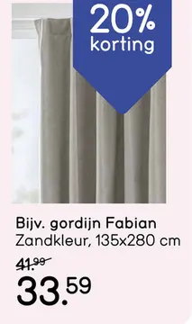 Aanbieding: Gordijn Fabian - zand - 135x280 cm (1 stuk)