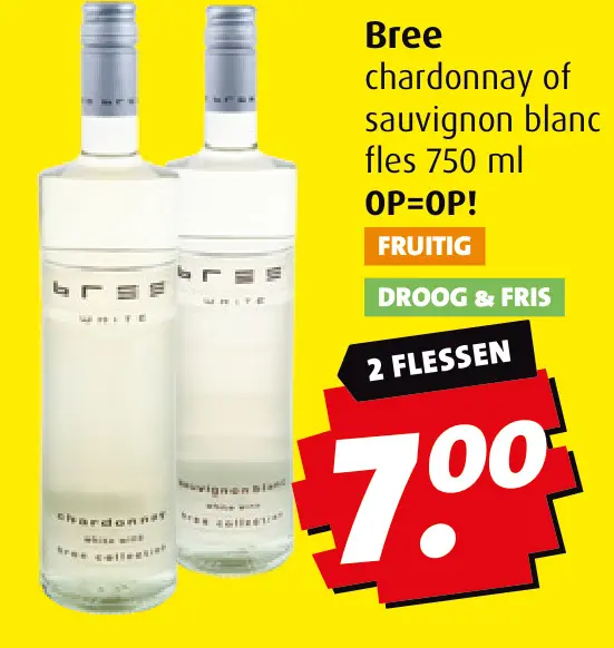Aanbieding: Bree chardonnay of sauvignon blanc