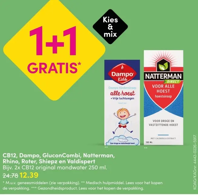 Aanbieding: CB12, Dampo, GluconCombi, Natterman, Rhino, Roter, Shiepz en Valdispert