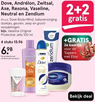 Aanbieding: Dove, Andrélon, Zwitsal, Axe, Rexona, Vaseline, Neutral en Zendium