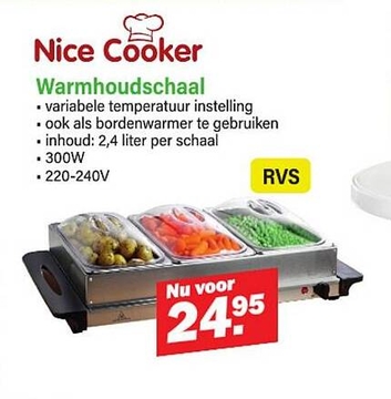 Aanbieding: Nice Cooker Warmhoudschaal