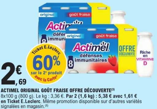 Offre: Actimel Original Goût Fraise Offre Découverte