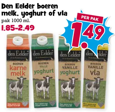 Aanbieding: Den Eelder boeren melk, yoghurt of vla