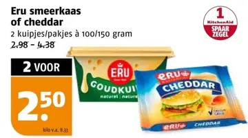 Aanbieding: Eru smeerkaas of cheddar