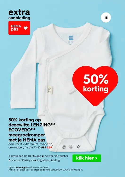 Aanbieding: Witte LENZING™ ECOVERO™ meegroeiromper