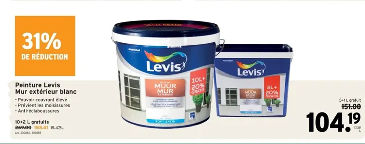 Offre: Peinture Levis Mur extérieur blanc