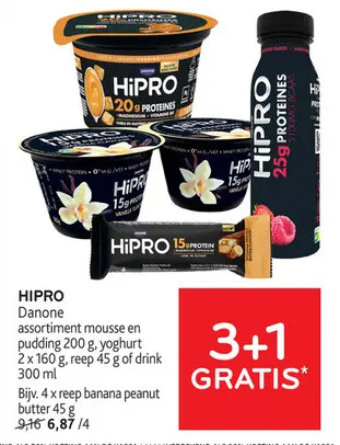 Promotie: HIPRO assortiment mousse en pudding, yoghurt, reep of drink