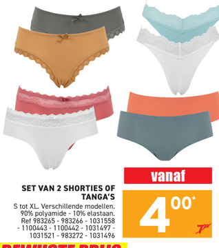 Aanbieding: SET VAN 2 SHORTIES OF TANGA'S