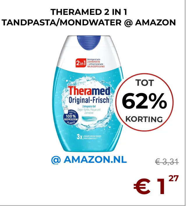 Aanbieding: Theramed 2 in 1 tandpasta/mondwater