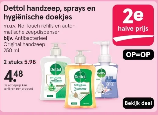 Aanbieding: Dettol handzeep, sprays en hygiënische doekje