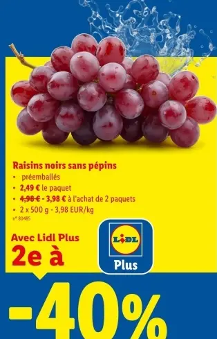 Offre: Raisins noirs sans pépins