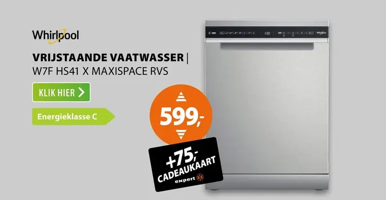 Aanbieding: Whirlpool W7F HS41 X MaxiSpace Rvs
