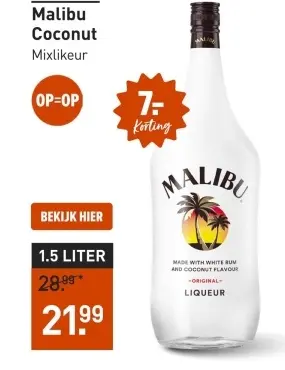 Aanbieding: Malibu Coconut Mixlikeur