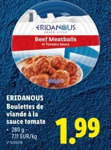 Offre: Boulettes de viande à la sauce tomate