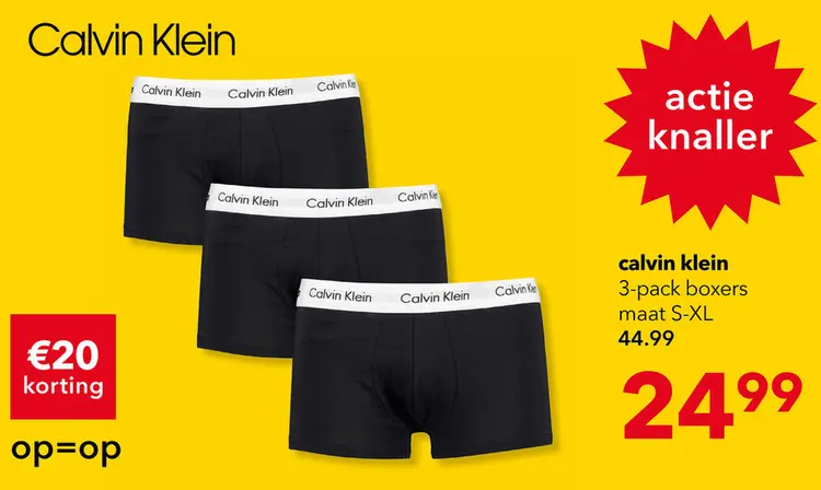 Aanbieding: Calvin Klein boxershorts 3 pack low rise trunk