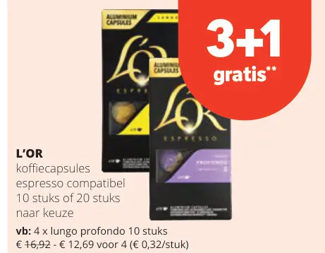 Promotie: L'Or koffiecapsules espresso compatibel
