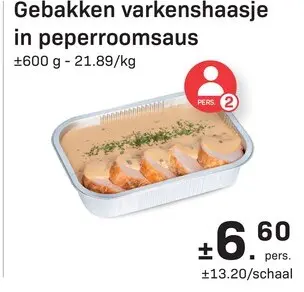 Promotie: Gebakken varkenshaasje in peperroomsaus