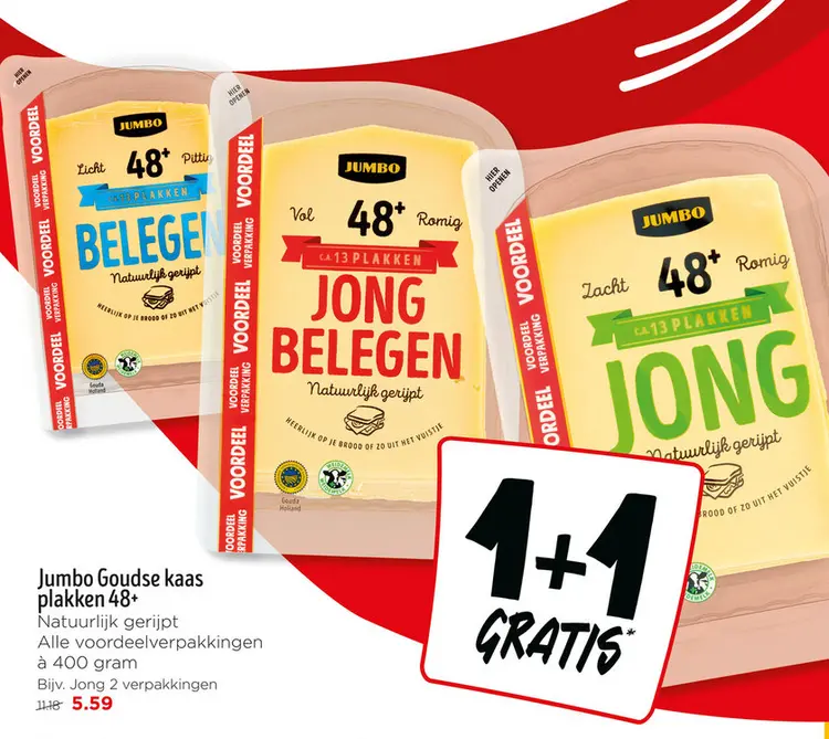 Aanbieding: Jumbo Goudse kaas plakken 48+