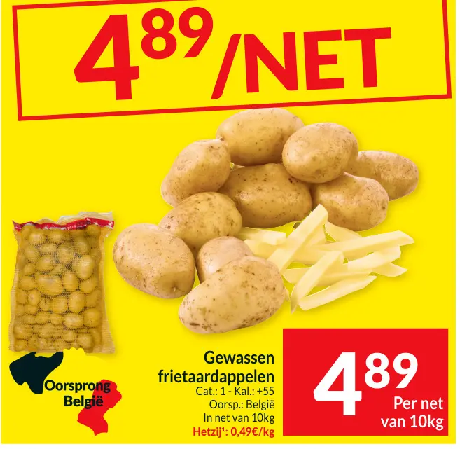 Promotie: Gewassen frietaardappelen