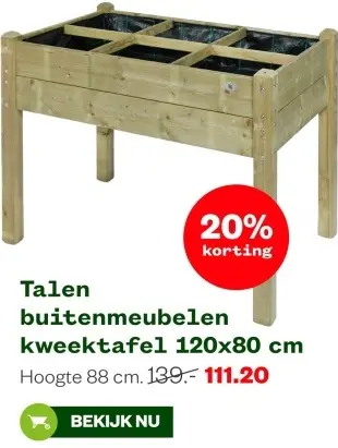 Aanbieding: kweektafel 120x80 cm