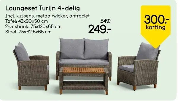 Aanbieding: Loungeset Turijn 4-delig