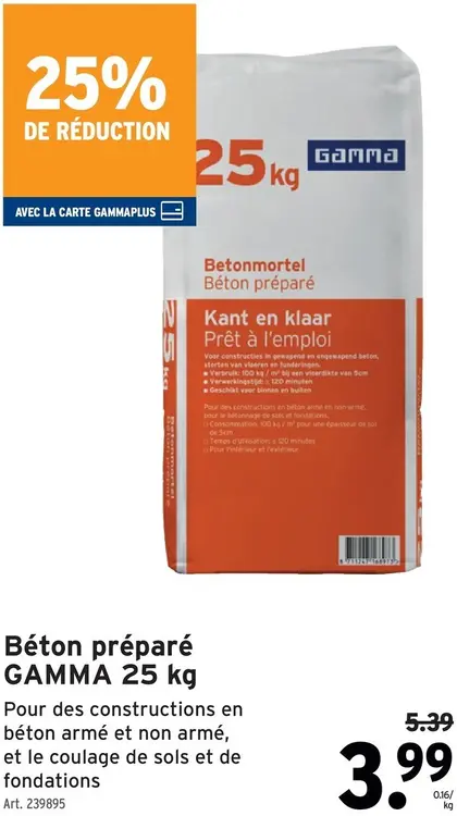 Offre: Béton préparé