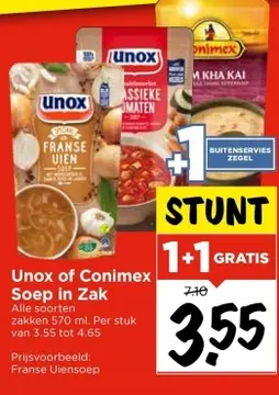 Aanbieding: Unox of Conimex Soep in Zak