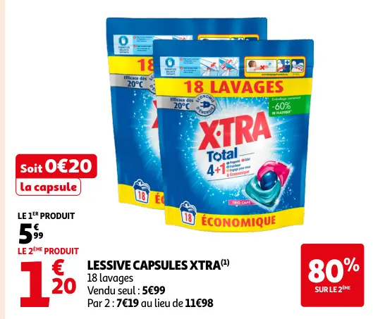 Offre: Lessive capsules XTRA