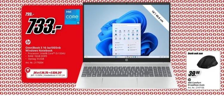 Promotie: OmniBook 5 16-ba1005nb Windows Notebook