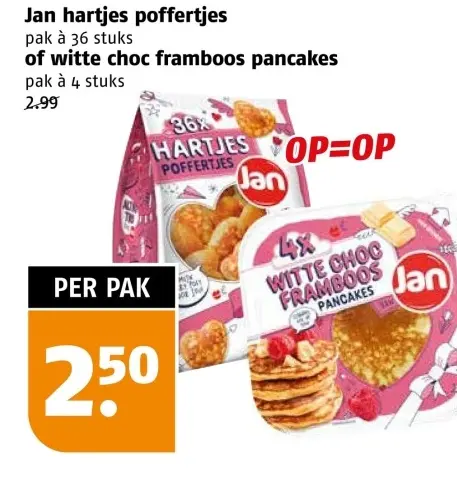 Aanbieding: Hartjes poffertjes of witte choc framboos pancakes