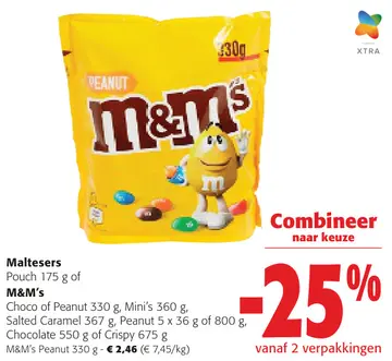 Aanbieding: Maltesers Pouch of M&M's Choco of Peanut, Mini's, Salted Caramel, Peanut of Chocolate of Crispy
