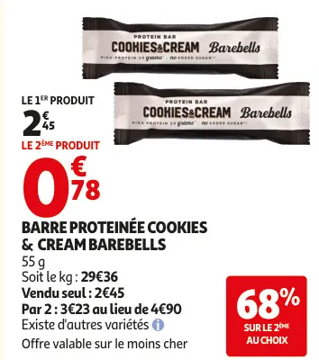 Promotie: Barre proteinée cookies & cream