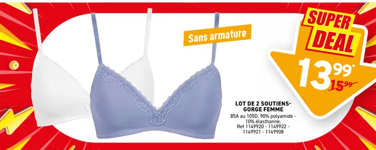 Offre: Lot de 2 soutiens-gorge femme