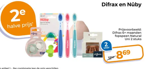 Aanbieding: Difrax 6+ maanden fopspeen Natural Uni