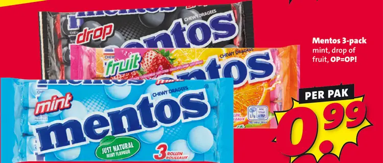 Aanbieding: Mentos 3-pack