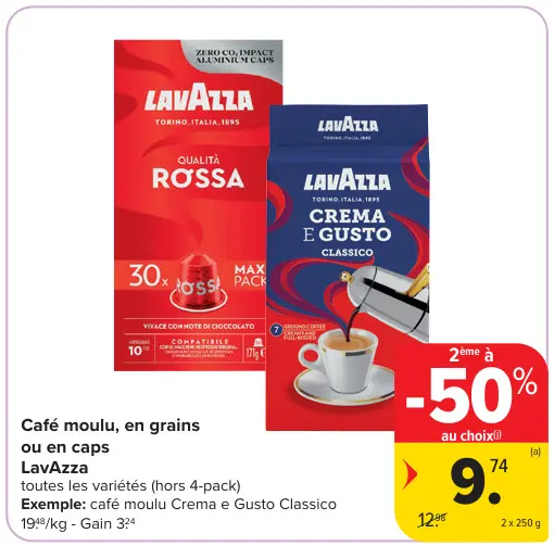 Offre: Café moulu, en grains ou en caps