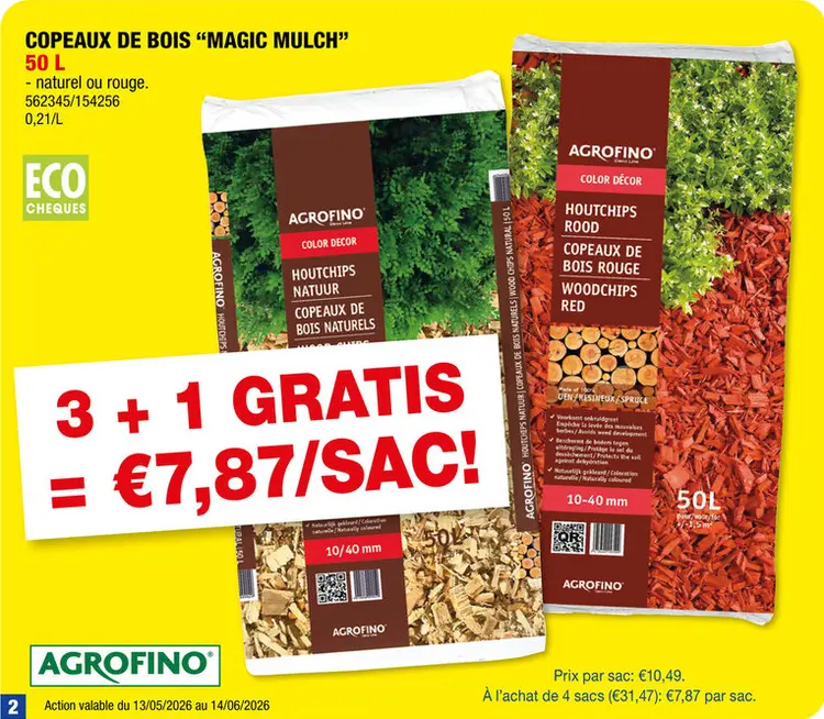 Offre: Agrofino Color Décor copeaux de bois 10-40 mm 50l naturel