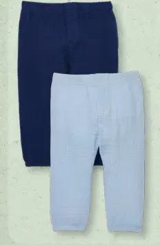 Offre: Lot de 2 pantalons en gaze de coton
