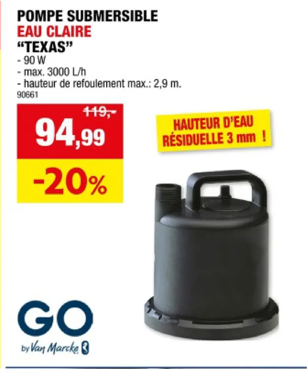 Offre: Pompe submersible eau claire "texas"