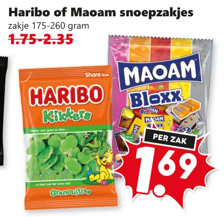 Aanbieding: Haribo of Maoam snoepzakjes
