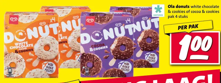 Aanbieding: donuts white chocolate & cookies of cocoa & c