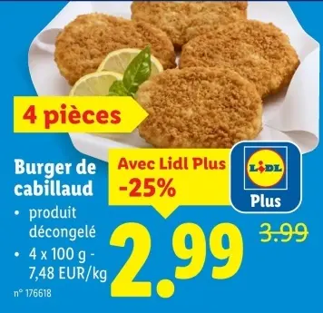 Offre: Burger de cabillaud