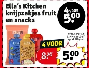 Promotie: Ella's Kitchen knijpzakjes fruit en snacks